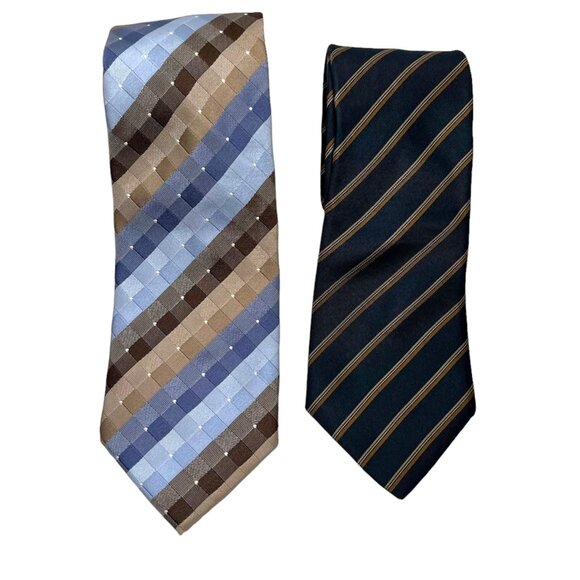 Tie Lot - Christian Aujard & Halston III Men's Ties - Geometric & Stripe - Picture 1 of 12